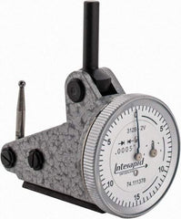 INTERAPID - 0.06 Inch Range, 0.0005 Inch Dial Graduation, Vertical Dial Test Indicator - 1.2 Inch White Dial, 0-15-0 Dial Reading - Eagle Tool & Supply