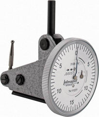 INTERAPID - 0.06 Inch Range, 0.0005 Inch Dial Graduation, Vertical Dial Test Indicator - 1-1/2 Inch White Dial, 0-15-0 Dial Reading - Eagle Tool & Supply