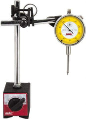 Value Collection - 0.001" Graduation, 0-100 Dial Reading, Indicator & Base Kit - 63mm Base Length x 50mm Base Width x 55mm Base Height, 2-9/32" Dial Diam - Eagle Tool & Supply