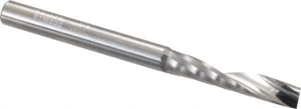 Onsrud - 1/4" Cutting Diam x 1-1/4" Length of Cut, 1 Flute, Upcut Spiral Router Bit - Uncoated, Right Hand Cut, Solid Carbide, 3" OAL x 1/4" Shank Diam, Single Edge, 21° Helix Angle - Eagle Tool & Supply