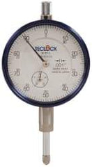 Teclock - 1/2" Range, 0-100 Dial Reading, 0.001" Graduation Dial Drop Indicator - 2-11/64" Dial, 0.1" Range per Revolution, 0.0009" Accuracy, Revolution Counter - Eagle Tool & Supply