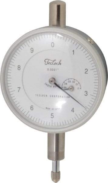 Teclock - 0.05" Range, 0-10 Dial Reading, 0.0001" Graduation Dial Drop Indicator - 2-13/64" Dial, 0.01" Range per Revolution, 0.0002" Accuracy, Revolution Counter - Eagle Tool & Supply