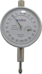 Teclock - 1mm Range, 0-100-0 Dial Reading, 0.001mm Graduation Dial Drop Indicator - 2-13/64" Dial, Revolution Counter - Eagle Tool & Supply