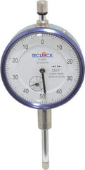 Teclock - 1" Range, 0-50-0 Dial Reading, 0.001" Graduation Dial Drop Indicator - 2-11/64" Dial, 0.1" Range per Revolution, 0.0014" Accuracy, Revolution Counter - Eagle Tool & Supply