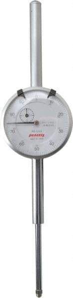 Peacock - 2" Range, 0-100 Dial Reading, 0.001" Graduation Dial Drop Indicator - 2-3/64" Dial, 0.005" Accuracy, Revolution Counter - Eagle Tool & Supply