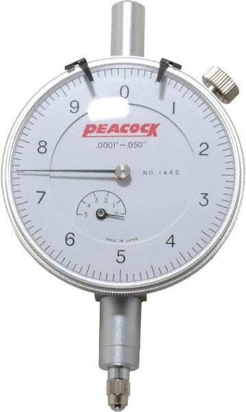 Peacock - 0.05" Range, 0-10 Dial Reading, 0.0001" Graduation Dial Drop Indicator - 2-3/64" Dial, 0.0003" Accuracy, Revolution Counter - Eagle Tool & Supply