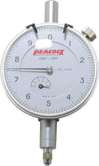 Peacock - 0.05" Range, 0-10 Dial Reading, 0.0001" Graduation Dial Drop Indicator - 2-3/64" Dial, 0.0003" Accuracy, Revolution Counter - Eagle Tool & Supply