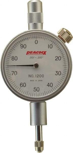 Peacock - 0.2" Range, 0-100 Dial Reading, 0.001" Graduation Dial Drop Indicator - 1-37/64" Dial, 0.001" Accuracy - Eagle Tool & Supply