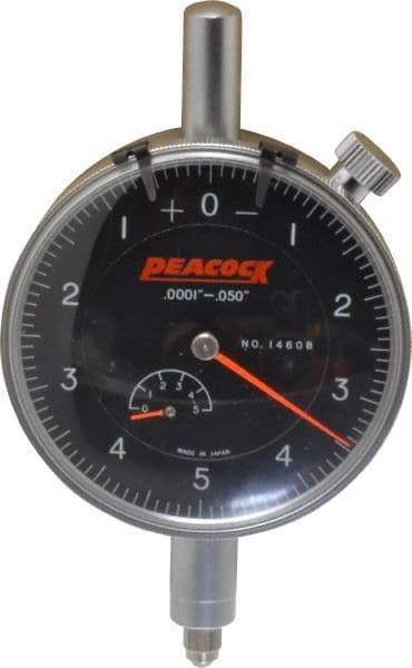 Peacock - 0.05" Range, 0-5-0 Dial Reading, 0.0001" Graduation Dial Drop Indicator - 2-3/64" Dial, 0.0003" Accuracy, Revolution Counter - Eagle Tool & Supply