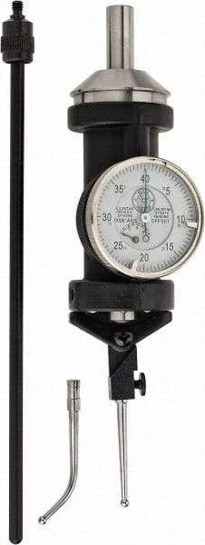 Made in USA - 5 Piece, 0" to 1/4" Measuring Range, White Dial Test Indicator Kit - 0.0002" Accuracy, 1/8" Ball Diam, 0.0005" Dial Graduation - Eagle Tool & Supply