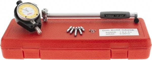 Value Collection - 6 Anvil, 1.4 to 2.4" Dial Bore Gage - 0.001" Graduation, 6" Gage Depth - Eagle Tool & Supply