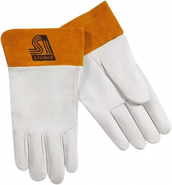 Steiner - Size M Unlined Kidskin Welding Glove - 10-1/2" OAL, Safety Cuff, For TIG - Eagle Tool & Supply