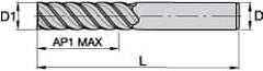 Kennametal - 3/4", 1-1/8" LOC, 3/4" Shank Diam, 6" OAL, 4 Flute, Solid Carbide Square End Mill - Single End, TiAlN/TiN/TiAlN Finish, Spiral Flute, 50° Helix, Centercutting, Right Hand Cut, Right Hand Flute, Series HPRDM - Eagle Tool & Supply