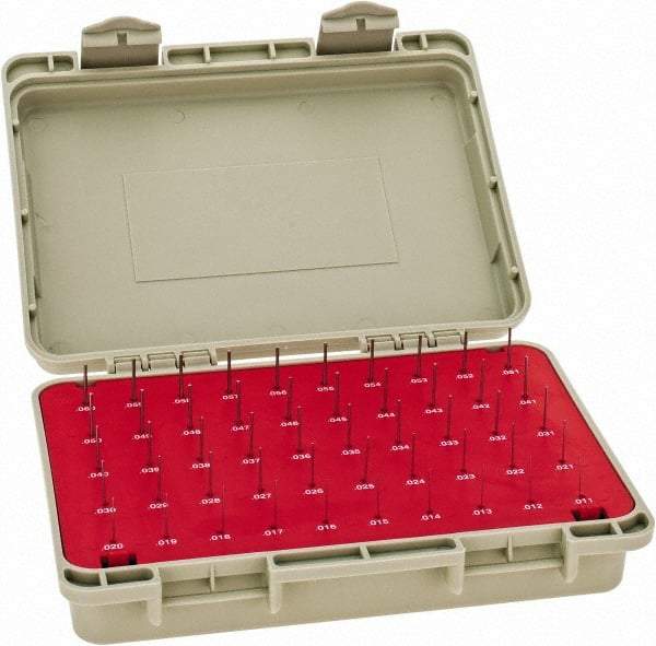 Vermont Gage - 50 Piece, 0.011-0.06 Inch Diameter Plug and Pin Gage Set - Minus 0.0002 Inch Tolerance, Class ZZ - Eagle Tool & Supply