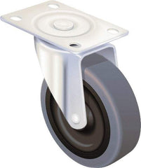 Shepherd - 3" Diam x 13/16" Wide x 3-1/2" OAH Swivel Caster - Soft Rubber, 110 Lb Capacity, Nylon Bearing, 2-5/8 x 3-3/4" Plate - Eagle Tool & Supply