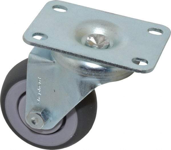 Shepherd - 3" Diam x 1-1/4" Wide x 4-1/4" OAH Top Plate Mount Swivel Caster - TPR, 165 Lb Capacity, Ball Bearing, 2-5/8 x 3-3/4" Plate - Eagle Tool & Supply