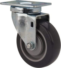 Shepherd - 4" Diam x 1-1/4" Wide x 5-1/4" OAH Top Plate Mount Swivel Caster - Polyurethane, 200 Lb Capacity, Ball Bearing, 2-5/8 x 3-3/4" Plate - Eagle Tool & Supply