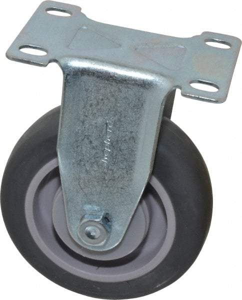 Shepherd - 4" Diam x 1-1/4" Wide x 5-1/4" OAH Top Plate Mount Rigid Caster - Polyurethane, 200 Lb Capacity, Ball Bearing, 2-5/8 x 3-3/4" Plate - Eagle Tool & Supply