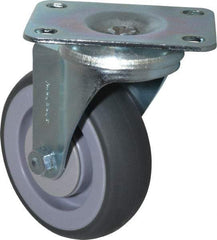 Shepherd - 4" Diam x 1-1/4" Wide x 5-1/4" OAH Top Plate Mount Swivel Caster - TPR, 185 Lb Capacity, Ball Bearing, 2-5/8 x 3-3/4" Plate - Eagle Tool & Supply