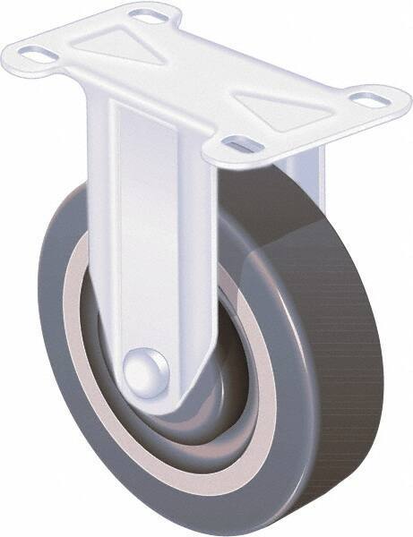 Shepherd - 4" Diam x 1-1/4" Wide x 5-1/4" OAH Top Plate Mount Rigid Caster - TPR, 185 Lb Capacity, Ball Bearing, 2-5/8 x 3-3/4" Plate - Eagle Tool & Supply