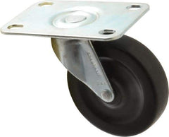 Shepherd - 3" Diam x 13/16" Wide x 3-1/2" OAH Top Plate Mount Swivel Caster with Brake - Hard Rubber, 120 Lb Capacity, Nylon Bearing, 2-5/8 x 3-3/4" Plate - Eagle Tool & Supply