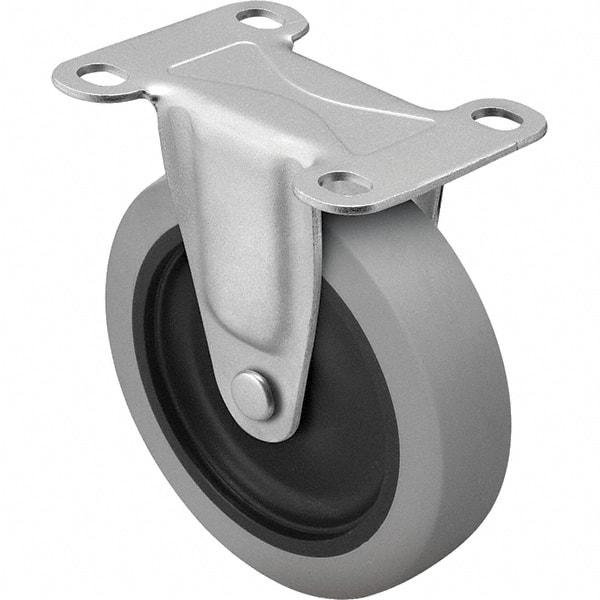 Shepherd - 3" Diam x 13/16" Wide x 3-1/2" OAH Top Plate Mount Rigid Caster - TPR, 110 Lb Capacity, Nylon Bearing, 2-5/8 x 3-3/4" Plate - Eagle Tool & Supply