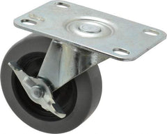 Shepherd - 3" Diam x 13/16" Wide x 3-1/2" OAH Top Plate Mount Swivel Caster with Brake - Polyurethane, 120 Lb Capacity, Plain Bearing, 2-5/8 x 3-3/4" Plate - Eagle Tool & Supply
