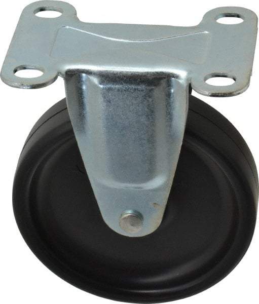 Shepherd - 4" Diam x 15/16" Wide x 4-3/4" OAH Top Plate Mount Rigid Caster - Polyolefin, 150 Lb Capacity, Nylon Bearing, 2-5/8 x 3-3/4" Plate - Eagle Tool & Supply