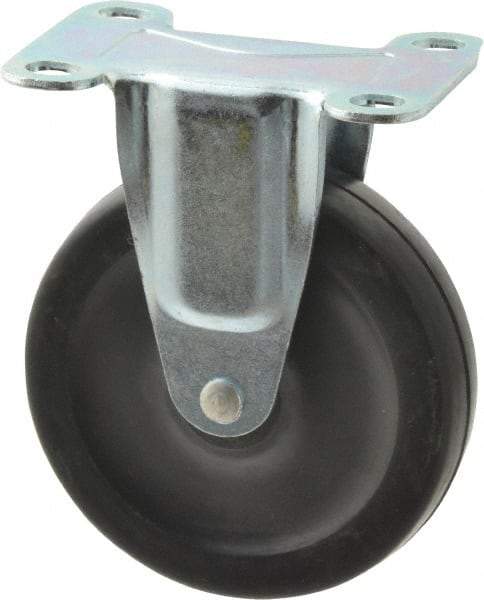 Shepherd - 4" Diam x 15/16" Wide x 4-3/4" OAH Top Plate Mount Rigid Caster - Hard Rubber, 150 Lb Capacity, Nylon Bearing, 2-5/8 x 3-3/4" Plate - Eagle Tool & Supply
