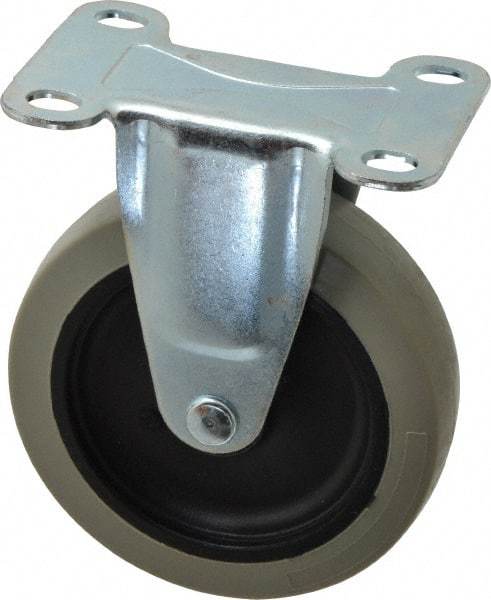 Shepherd - 4" Diam x 15/16" Wide x 4-3/4" OAH Top Plate Mount Rigid Caster - Polyurethane, 150 Lb Capacity, Plain Bearing, 2-5/8 x 3-3/4" Plate - Eagle Tool & Supply