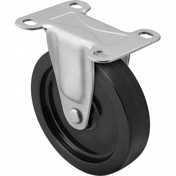 Shepherd - 5" Diam x 15/16" Wide x 5-3/4" OAH Top Plate Mount Rigid Caster - Polyolefin, 160 Lb Capacity, Plain Bore Bearing, 2-5/8 x 3-3/4" Plate - Eagle Tool & Supply