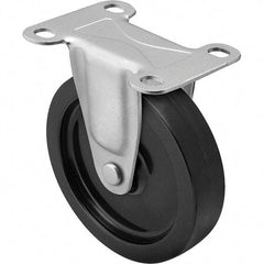 Shepherd - 5" Diam x 15/16" Wide x 5-3/4" OAH Top Plate Mount Rigid Caster - Polyolefin, 160 Lb Capacity, Plain Bore Bearing, 2-5/8 x 3-3/4" Plate - Eagle Tool & Supply