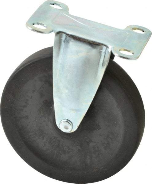 Shepherd - 5" Diam x 15/16" Wide x 5-3/4" OAH Top Plate Mount Rigid Caster - Hard Rubber, 160 Lb Capacity, Nylon Bearing, 2-5/8 x 3-3/4" Plate - Eagle Tool & Supply