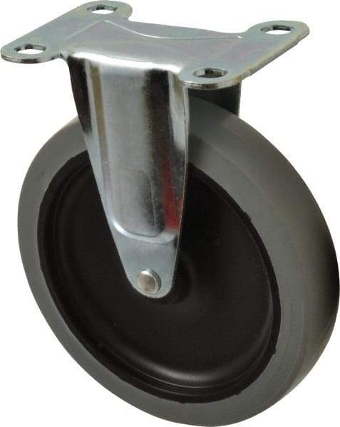 Shepherd - 5" Diam x 15/16" Wide x 5-3/4" OAH Top Plate Mount Rigid Caster - TPR, 135 Lb Capacity, Plain Bearing, 2-5/8 x 3-3/4" Plate - Eagle Tool & Supply