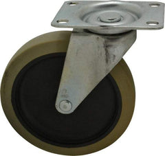 Shepherd - 5" Diam x 15/16" Wide x 5-3/4" OAH Top Plate Mount Swivel Caster - Polyurethane, 160 Lb Capacity, Plain Bearing, 2-5/8 x 3-3/4" Plate - Eagle Tool & Supply