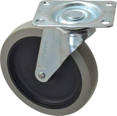 Shepherd - 5" Diam x 15/16" Wide x 5-3/4" OAH Top Plate Mount Swivel Caster with Brake - Polyurethane, 160 Lb Capacity, Plain Bearing, 2-5/8 x 3-3/4" Plate - Eagle Tool & Supply