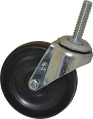 Shepherd - 3" Diam x 13/16" Wide x 3-1/2" OAH Stem Mount Swivel Caster - Soft Rubber, 110 Lb Capacity, Nylon Bearing, 3/8-16 x 1-1/2" Threaded Stem - Eagle Tool & Supply