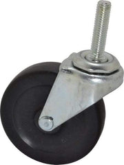 Shepherd - 3" Diam x 13/16" Wide x 3-1/2" OAH Stem Mount Swivel Caster - Hard Rubber, 120 Lb Capacity, Nylon Bearing, 3/8-16 x 1-1/2" Threaded Stem - Eagle Tool & Supply