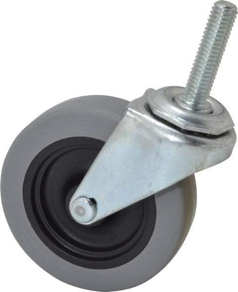 Shepherd - 3" Diam x 13/16" Wide x 3-1/2" OAH Stem Mount Swivel Caster - Polyurethane, 120 Lb Capacity, Plain Bearing, 3/8-16 x 1-1/2" Threaded Stem - Eagle Tool & Supply