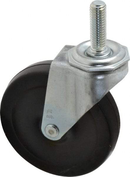 Shepherd - 4" Diam x 15/16" Wide x 4-3/4" OAH Stem Mount Swivel Caster - Soft Rubber, 125 Lb Capacity, Nylon Bearing, 1/2-13 x 1-1/2" Threaded Stem - Eagle Tool & Supply