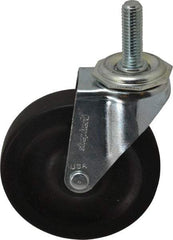 Shepherd - 4" Diam x 15/16" Wide x 4-3/4" OAH Stem Mount Swivel Caster - Hard Rubber, 150 Lb Capacity, Nylon Bearing, 1/2-13 x 1-1/2" Threaded Stem - Eagle Tool & Supply