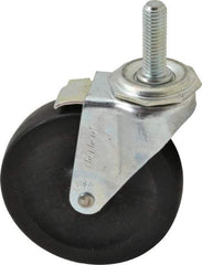 Shepherd - 4" Diam x 15/16" Wide x 4-3/4" OAH Stem Mount Swivel Caster with Brake - Hard Rubber, 150 Lb Capacity, Nylon Bearing, 1/2-13 x 1-1/2" Threaded Stem - Eagle Tool & Supply