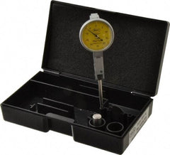 Mahr - 1/4 mm Range, 0.01 mm Dial Graduation, Horizontal Dial Test Indicator - 27.5 mm Yellow Dial, 0-25-0 Dial Reading - Eagle Tool & Supply