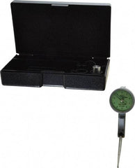 Mahr - 0.01 Inch Range, 0.0005 Inch Dial Graduation, Horizontal Dial Test Indicator - 1.1 Inch Green Dial, 0-10-0 Dial Reading - Eagle Tool & Supply