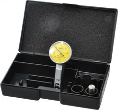 Mahr - 0.4 mm Range, 0.01 mm Dial Graduation, Horizontal Dial Test Indicator - 27.5 mm Yellow Dial, 0-40-0 Dial Reading - Eagle Tool & Supply