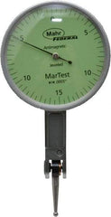 Mahr - 0.015 Inch Range, 0.0005 Inch Dial Graduation, Horizontal Dial Test Indicator - 1-1/2 Inch Green Dial, 0-15-0 Dial Reading - Eagle Tool & Supply