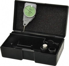 Mahr - 0.015 Inch Range, 0.0005 Inch Dial Graduation, Horizontal Dial Test Indicator - 1.1 Inch Green Dial, 0-15-0 Dial Reading - Eagle Tool & Supply
