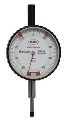 Mahr - 0.8mm Range, 0-45-0 Dial Reading, 0.01mm Graduation Dial Drop Indicator - 50mm Dial, 0.01mm Range per Revolution - Eagle Tool & Supply