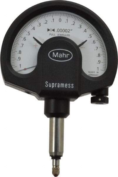 Mahr - 0 Inch Graduation, 0.001 Inch Max Measurement, Dial Comparator Gage - 1 N Force, 0.11 Inch Overtravel, White - Eagle Tool & Supply