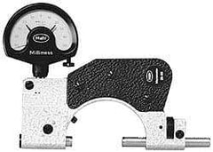 Mahr - 1 Inch, Forged Steel Frame, Snap Gage - 12 Inch Reference Anvil Diameter, 0.00002; 0.0001; 0.0005 Inch Graduation, 7.5 N Measuring Force, Tungsten Carbide Anvil, Dial Display - Eagle Tool & Supply